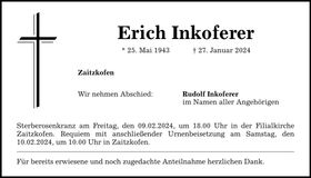 Traueranzeige Erich Inkoferer