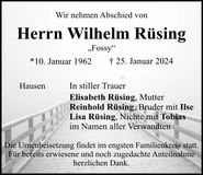 Traueranzeige Wilhelm Rüsing