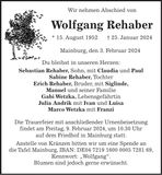 Traueranzeige Wolfgang Rehaber
