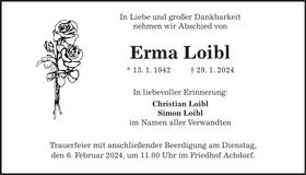 Traueranzeige Erma Loibl