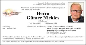 Traueranzeige Günter Nickles
