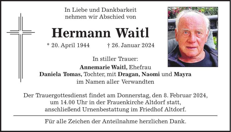 Traueranzeige Hermann Waitl
