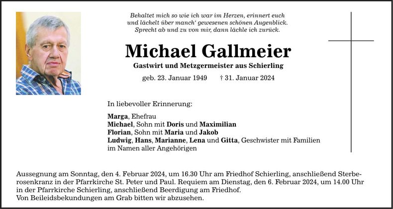 Traueranzeige Michael Gallmeier