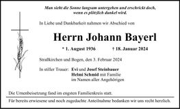 Traueranzeige Johann Bayerl