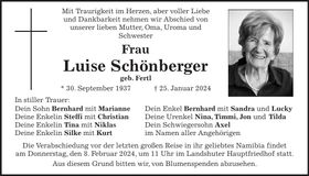 Traueranzeige Luise Schönberger