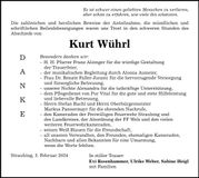 Traueranzeige Kurt Wührl