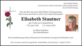 Traueranzeige Elisabeth Stautner
