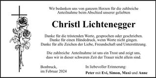 Traueranzeige Christl Lichtenegger