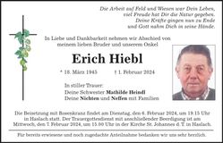 Traueranzeige Erich Hiebl