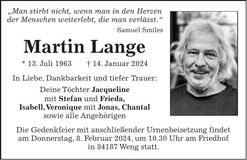 Traueranzeige Martin Lange