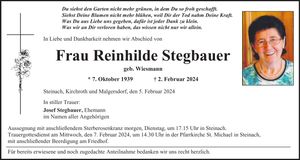 Traueranzeige Reinhilde Stegbauer