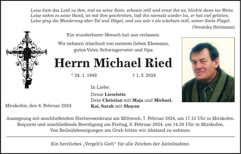 Traueranzeige Michael Ried
