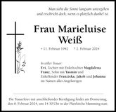 Traueranzeige Marieluise Weiß
