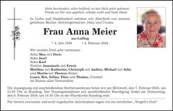 Traueranzeige Anna Meier