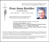 Traueranzeige Anna Kuchler