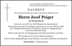 Traueranzeige Josef Haimerl
