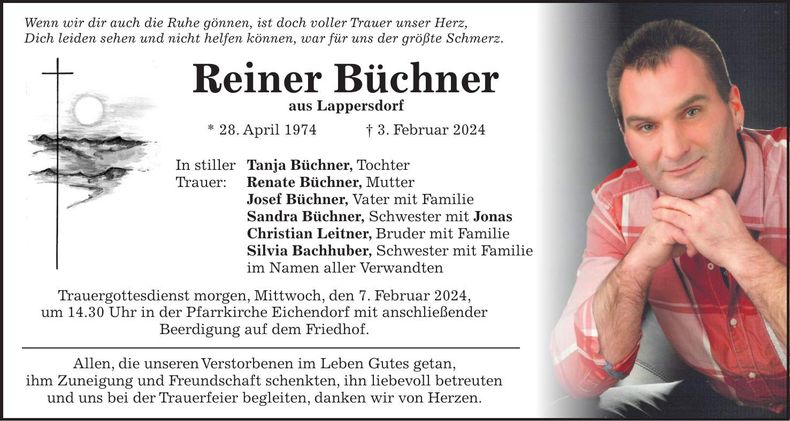 Traueranzeige Reiner Büchner