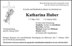 Traueranzeige Katharina Huber