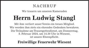 Traueranzeige Ludwig Stangl
