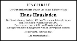 Traueranzeige Hans Hausladen