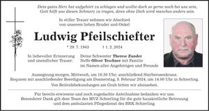 Traueranzeige Ludwig Pfeilschiefter