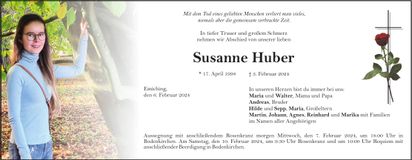 Traueranzeige Susanne Huber