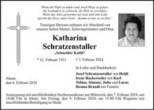 Traueranzeige Katharina Schratzenstaller