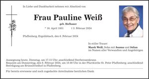 Traueranzeige Pauline Weiß