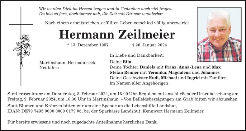 Traueranzeige Hermann Zeilmeier