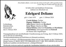Traueranzeige Edelgard Deliano