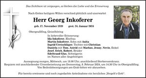Traueranzeige Georg Inkoferer