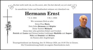 Traueranzeige Hermann Ernst