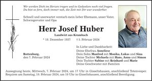 Traueranzeige Josef Huber