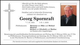 Traueranzeige Georg Spornraft