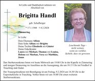Traueranzeige Brigitta Handl