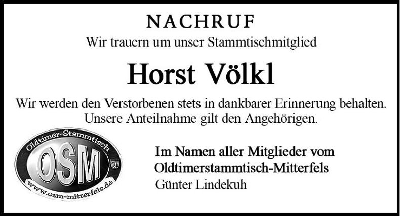 Traueranzeige Horst Völkl