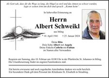 Traueranzeige Albert Schweikl