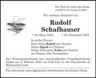 Traueranzeige Rudolf Schafhauser