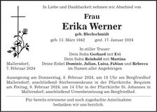 Traueranzeige Erika Werner