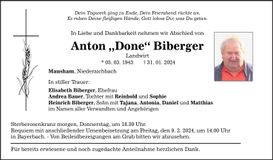 Traueranzeige Anton Biberger