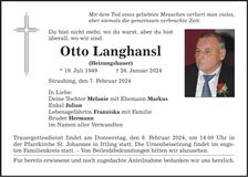 Traueranzeige Otto Langhansl