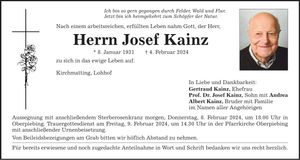 Traueranzeige Josef Kainz