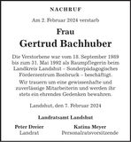 Traueranzeige Gertrud Bachhuber