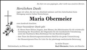Traueranzeige Maria Obermeier