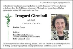 Traueranzeige Irmgard Girmindl