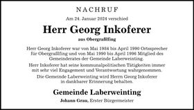 Traueranzeige Georg Inkoferer