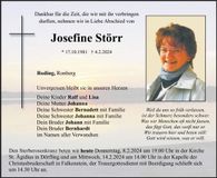 Traueranzeige Josefine Störr