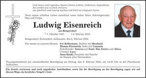 Traueranzeige Ludwig Eisenreich