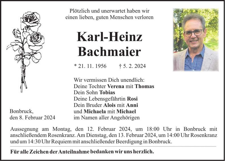 Traueranzeige Karl-Heinz Bachmaier