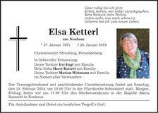Traueranzeige Elsa Ketterl
